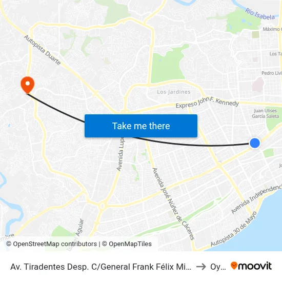 Av. Tiradentes Desp. C/General Frank Félix Miranda to Oym map