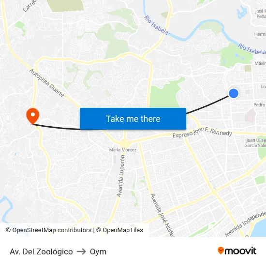 Av. Del Zoológico to Oym map