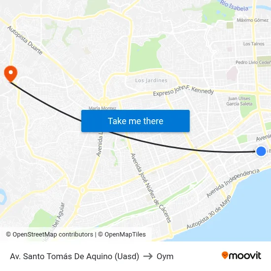Av. Santo Tomás De Aquino (Uasd) to Oym map