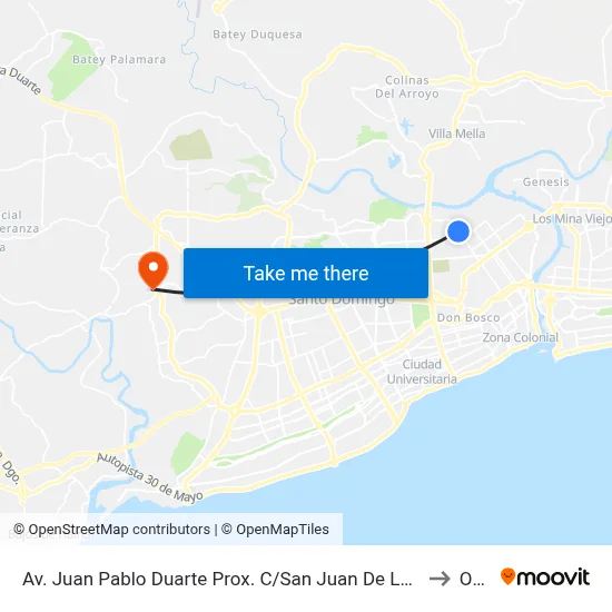 Av. Juan Pablo Duarte Prox. C/San Juan De La Maguana to Oym map