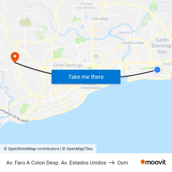 Av. Faro A Colon Desp. Av. Estados Unidos to Oym map