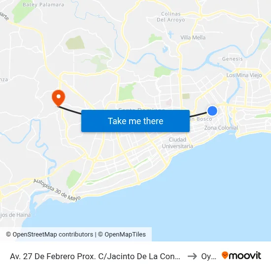 Av. 27 De Febrero  Prox. C/Jacinto De La Concha to Oym map