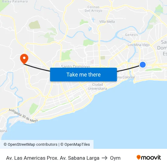Av. Las Americas Prox. Av. Sabana Larga to Oym map