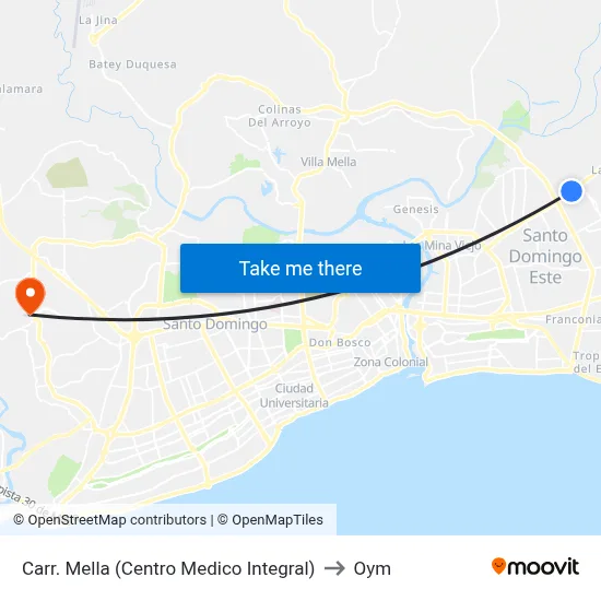 Carr. Mella (Centro Medico Integral) to Oym map