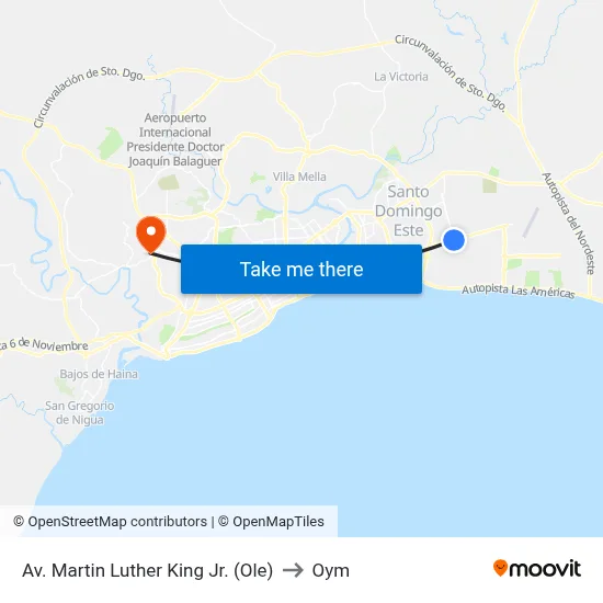 Av. Martin Luther King Jr. (Ole) to Oym map