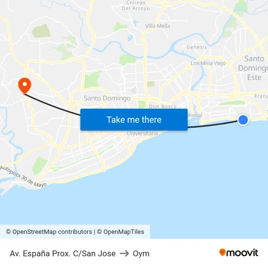 Av. España Prox. C/San Jose to Oym map
