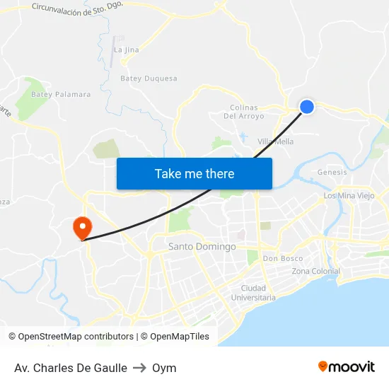 Av. Charles De Gaulle to Oym map