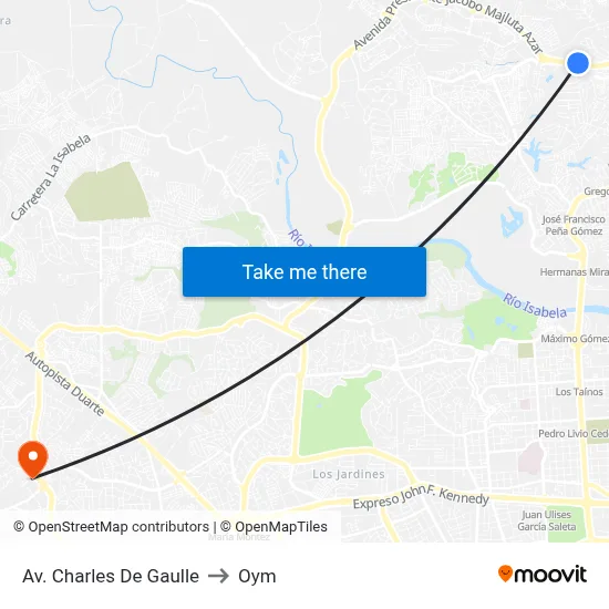Av. Charles De Gaulle to Oym map
