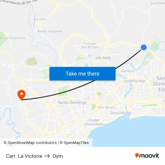 Carr. La Victoria to Oym map