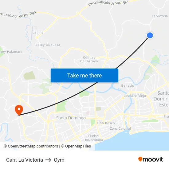 Carr. La Victoria to Oym map