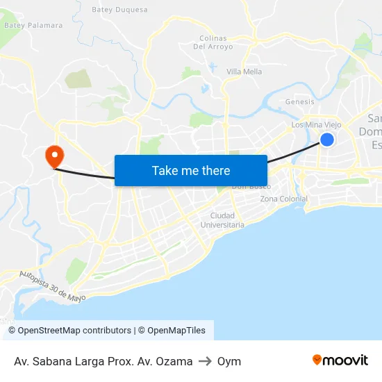 Av. Sabana Larga Prox. Av. Ozama to Oym map