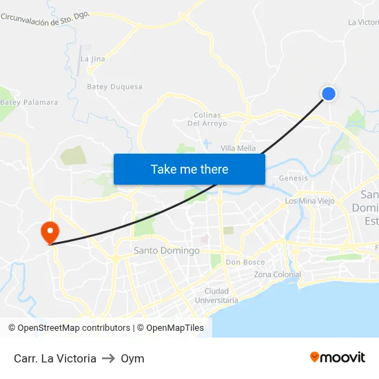 Carr.  La Victoria to Oym map