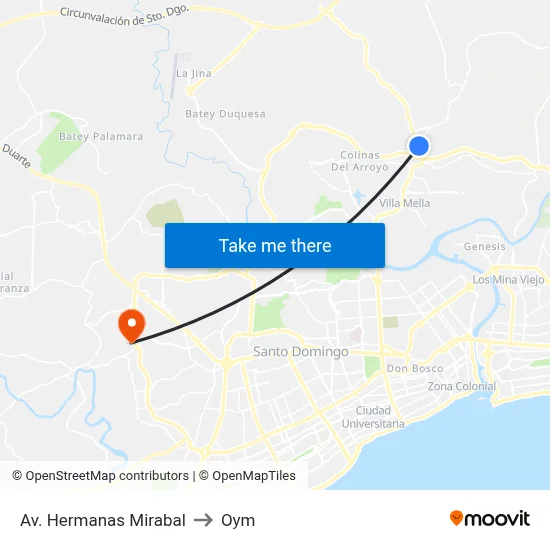 Av. Hermanas Mirabal to Oym map