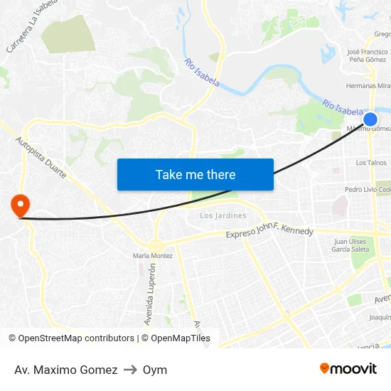Av. Maximo Gomez to Oym map