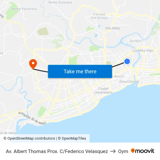 Av. Albert Thomas Prox. C/Federico Velasquez to Oym map