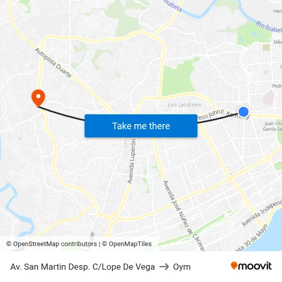 Av. San Martin Desp. C/Lope De Vega to Oym map