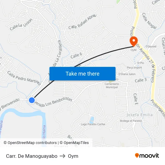 Carr. De Manoguayabo to Oym map