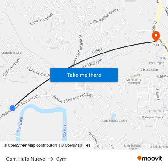 Carr. Hato Nuevo to Oym map