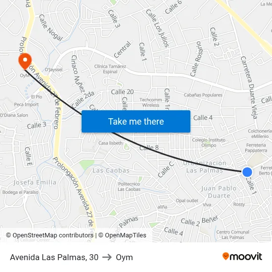 Avenida Las Palmas, 30 to Oym map