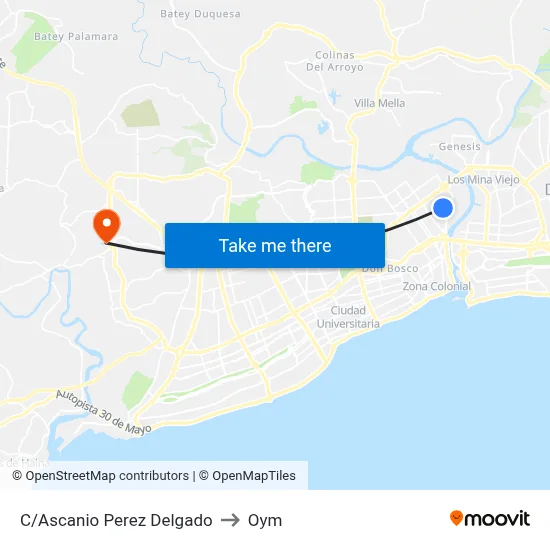 C/Ascanio Perez Delgado to Oym map