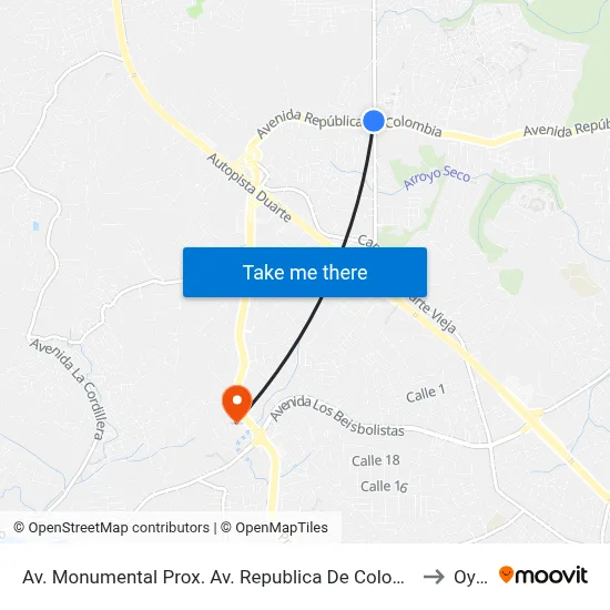 Av. Monumental Prox. Av. Republica De Colombia to Oym map