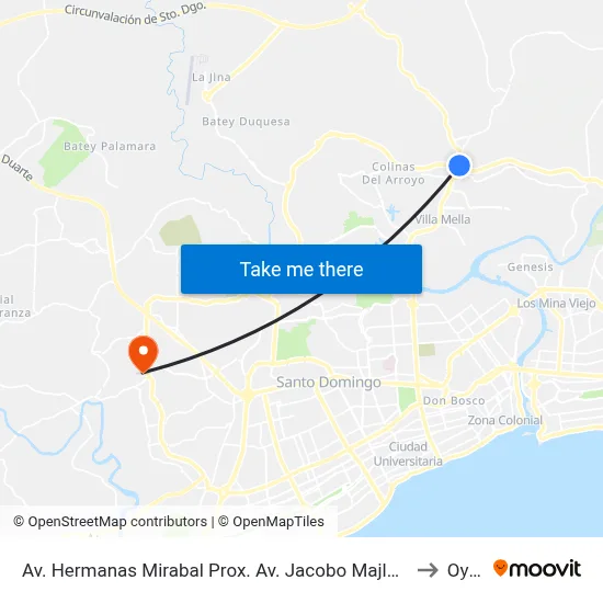 Av. Hermanas Mirabal Prox. Av. Jacobo Majluta to Oym map
