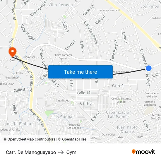 Carr. De Manoguayabo to Oym map