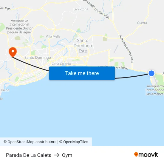 Parada De La Caleta to Oym map