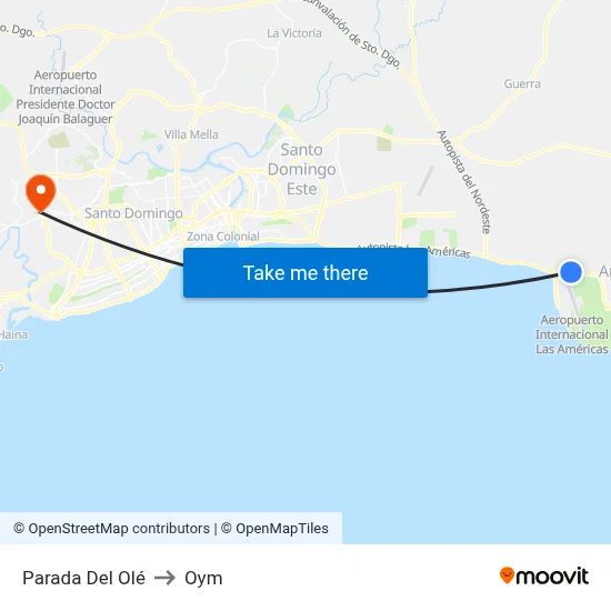 Parada Del Olé to Oym map