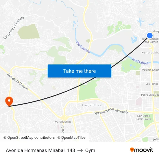 Avenida Hermanas Mirabal, 143 to Oym map
