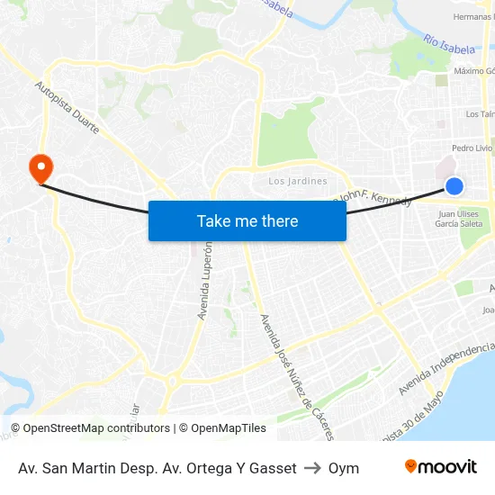 Av. San Martin Desp. Av. Ortega Y Gasset to Oym map