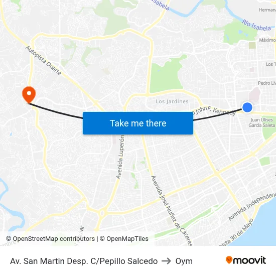 Av. San Martin Desp. C/Pepillo Salcedo to Oym map