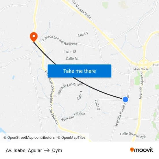 Av. Isabel Aguiar to Oym map