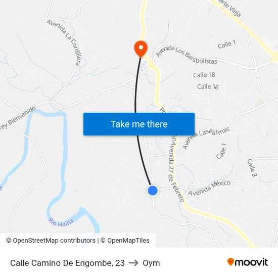 Calle Camino De Engombe, 23 to Oym map