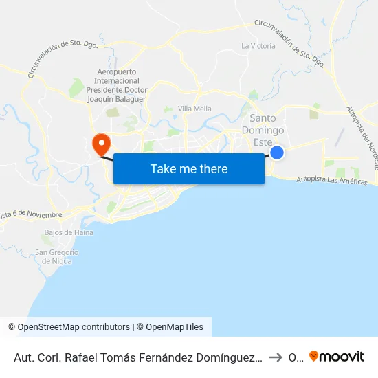 Aut. Corl. Rafael Tomás Fernández Domínguez Prox. Av. Charles De Gaulle to Oym map