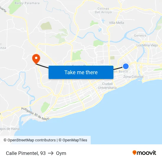 Calle Pimentel, 93 to Oym map