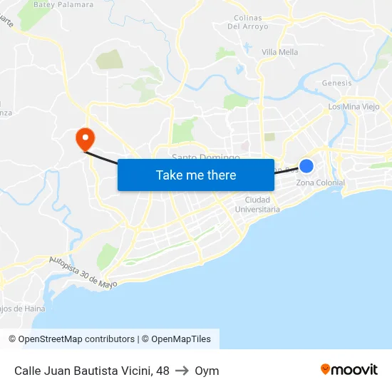 Calle Juan Bautista Vicini, 48 to Oym map