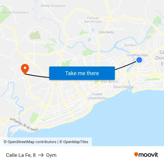 Calle La Fe, 8 to Oym map