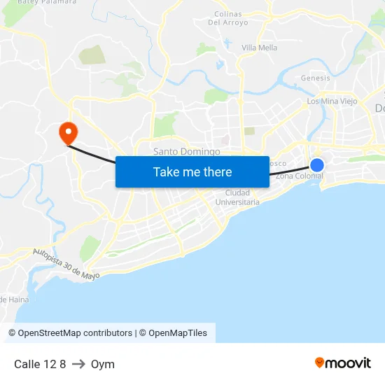 Calle 12 8 to Oym map