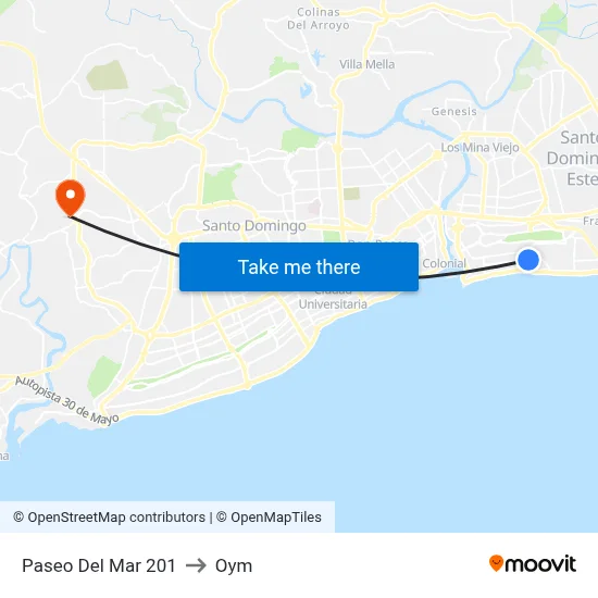 Paseo Del Mar 201 to Oym map