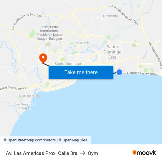 Av. Las Americas Prox. Calle 3ra to Oym map