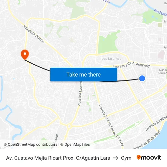 Av. Gustavo Mejia Ricart Prox. C/Agustin Lara to Oym map