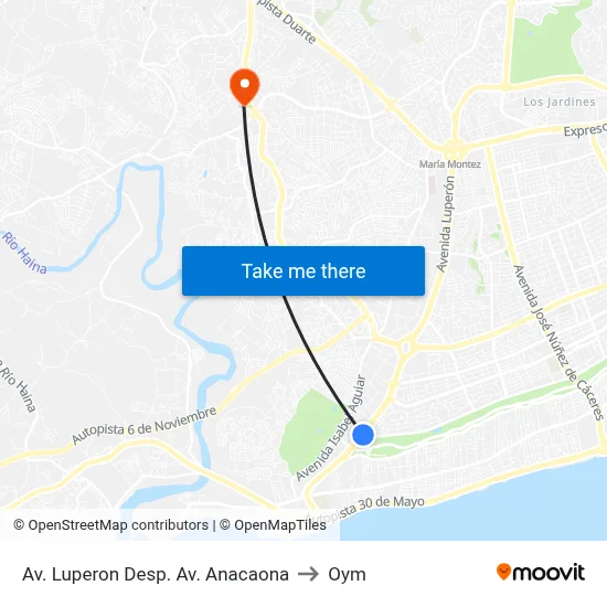 Av. Luperon Desp. Av. Anacaona to Oym map