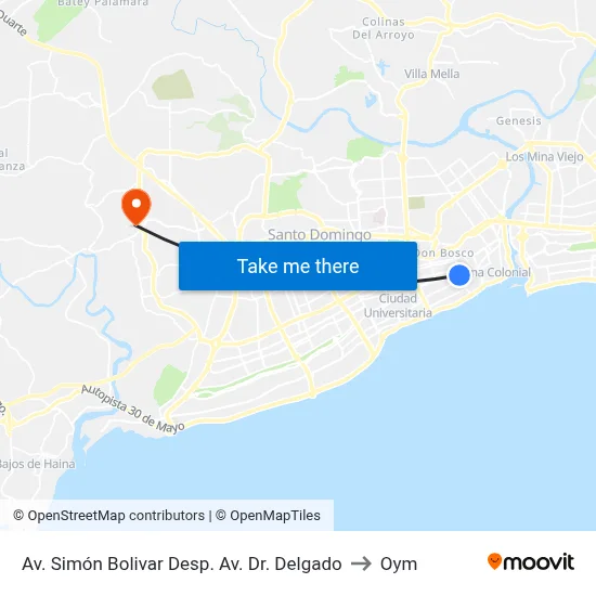 Av. Simón Bolivar Desp. Av. Dr. Delgado to Oym map