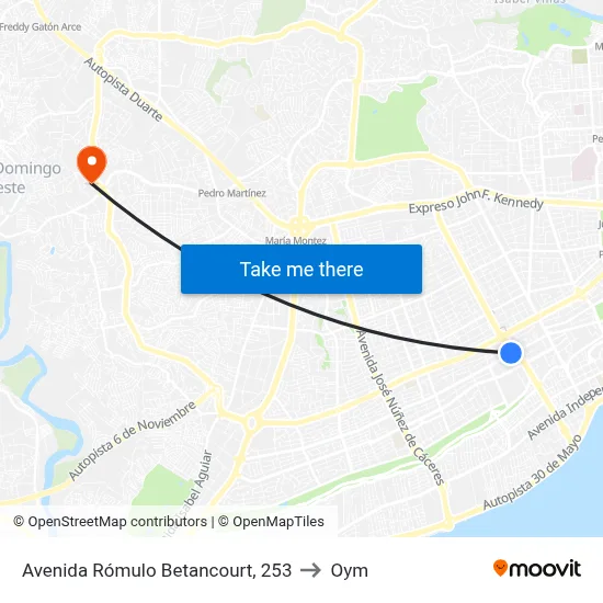 Avenida Rómulo Betancourt, 253 to Oym map