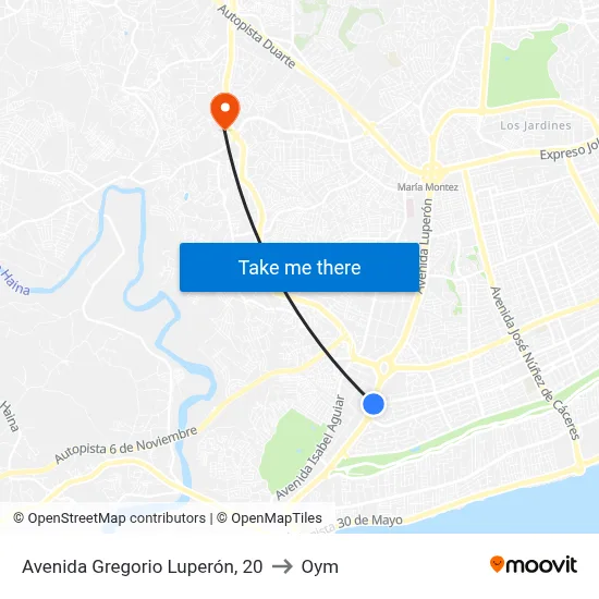 Avenida Gregorio Luperón, 20 to Oym map