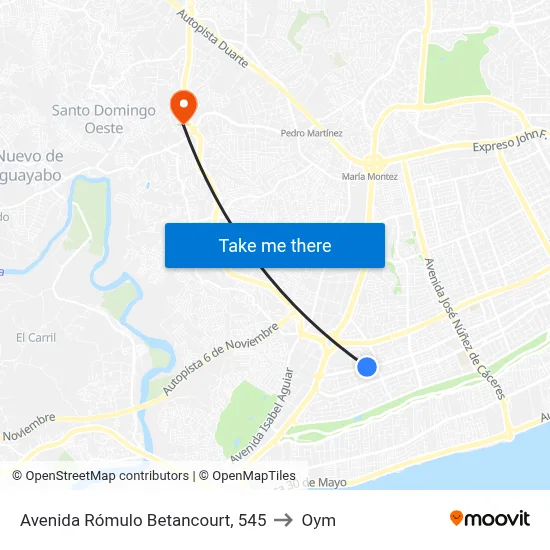 Avenida Rómulo Betancourt, 545 to Oym map