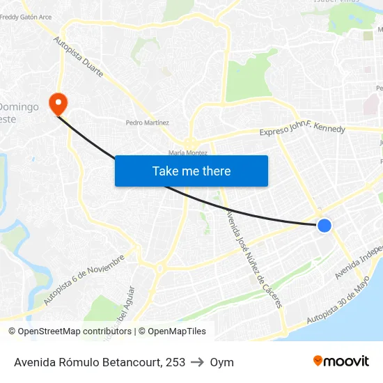 Avenida Rómulo Betancourt, 253 to Oym map