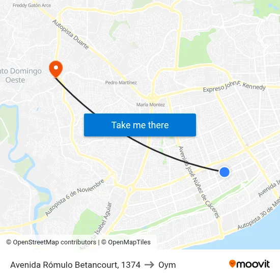 Avenida Rómulo Betancourt, 1374 to Oym map