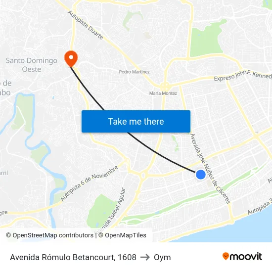Avenida Rómulo Betancourt, 1608 to Oym map